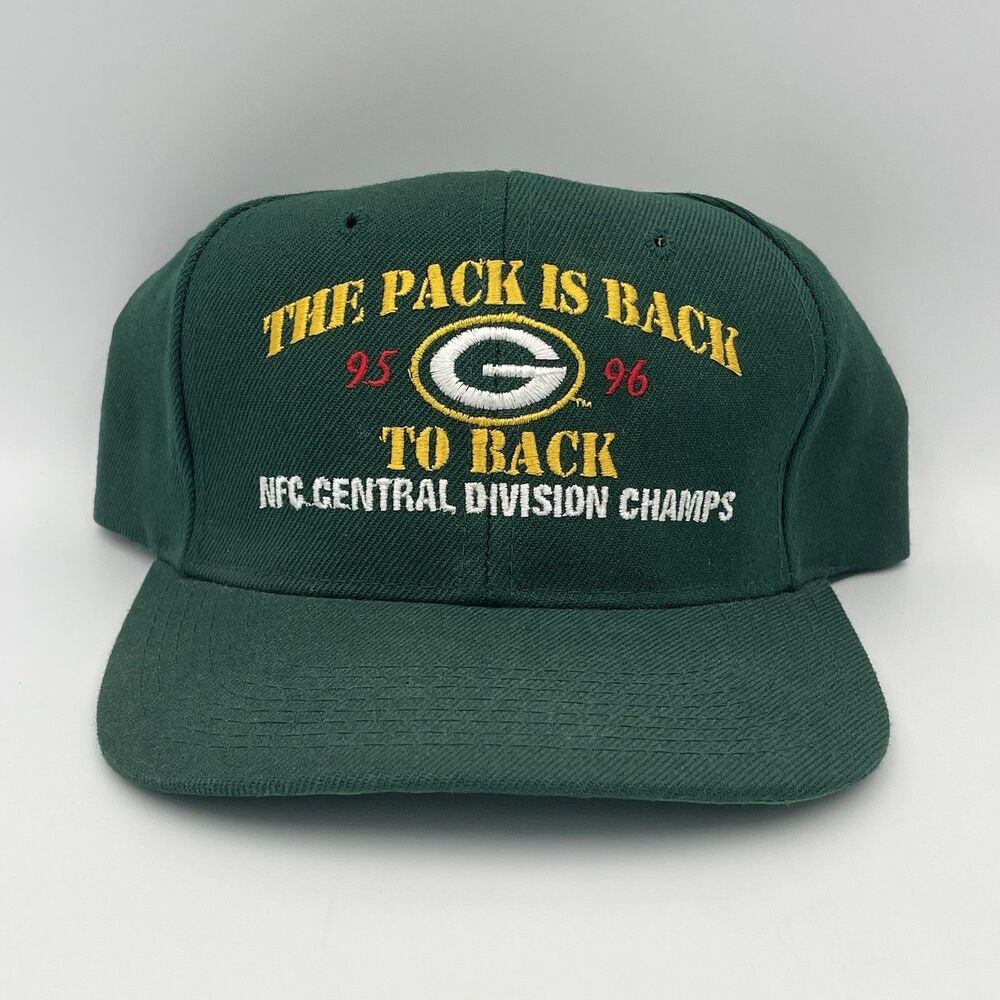 Vintage 90s Green Bay Packers The Pack Is Back To Back Snapback Hat Wool NFL Cap